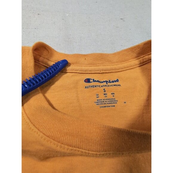 CHAMPION T Shirt Men's Small Purple Logo Graphic Yellow Short Sleeve Crew Neck - Picture 6 of 10